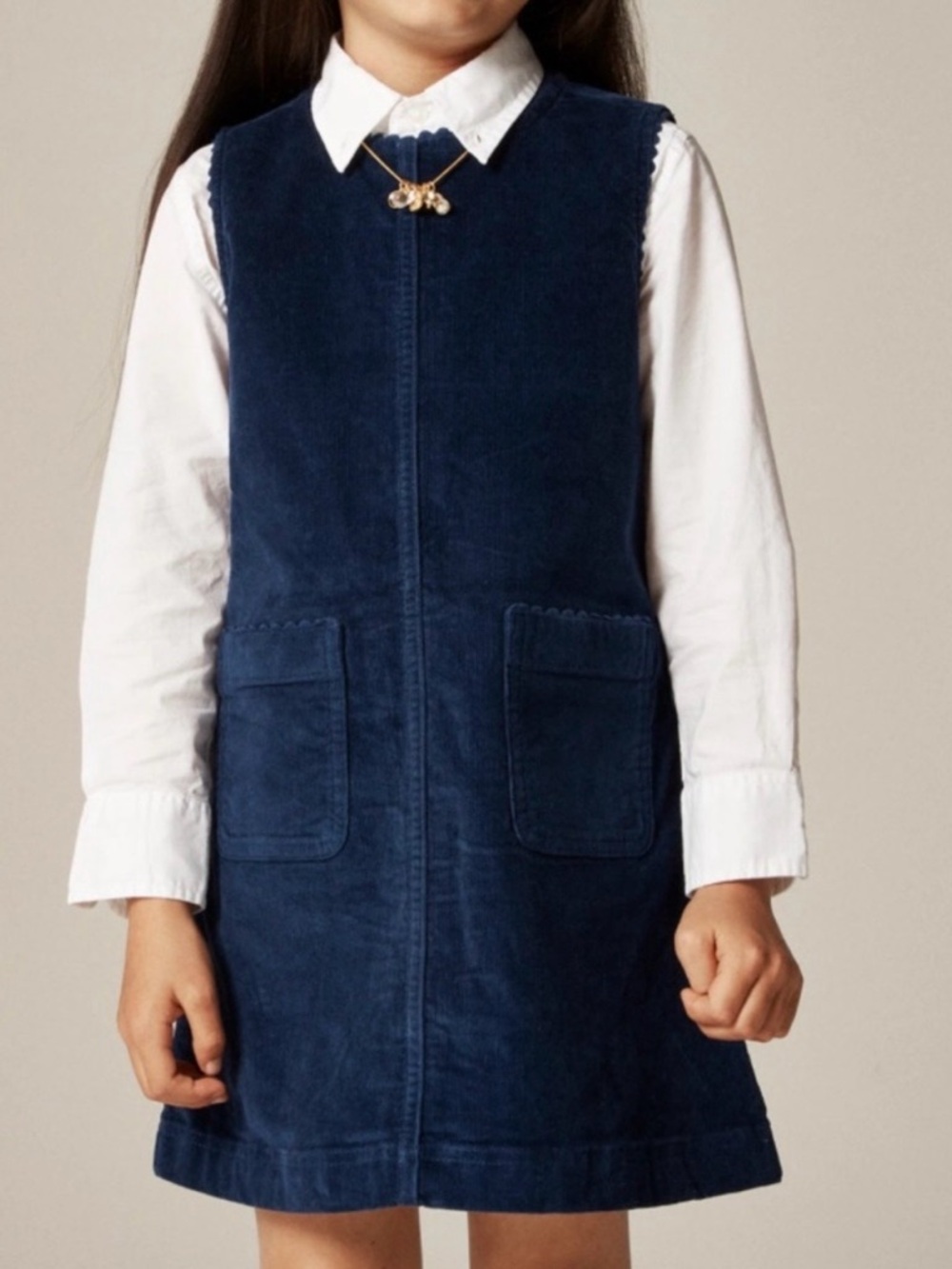 J. Crew Crewcuts Girls' Corduroy Pinafore Dress Navy Blue